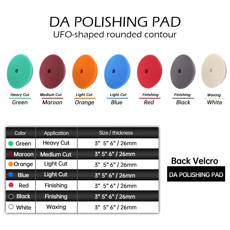 High Quality Heavy Cutting Pad Reusage 6' 7' Foam Car Polishing Pad Yellow Orange