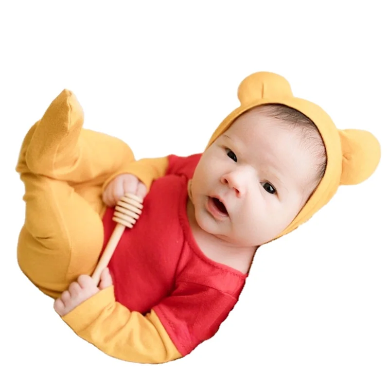 Knitted Newborn Baby Boy Footed Romper set Sitter Baby Clothes Outfit Photography Props