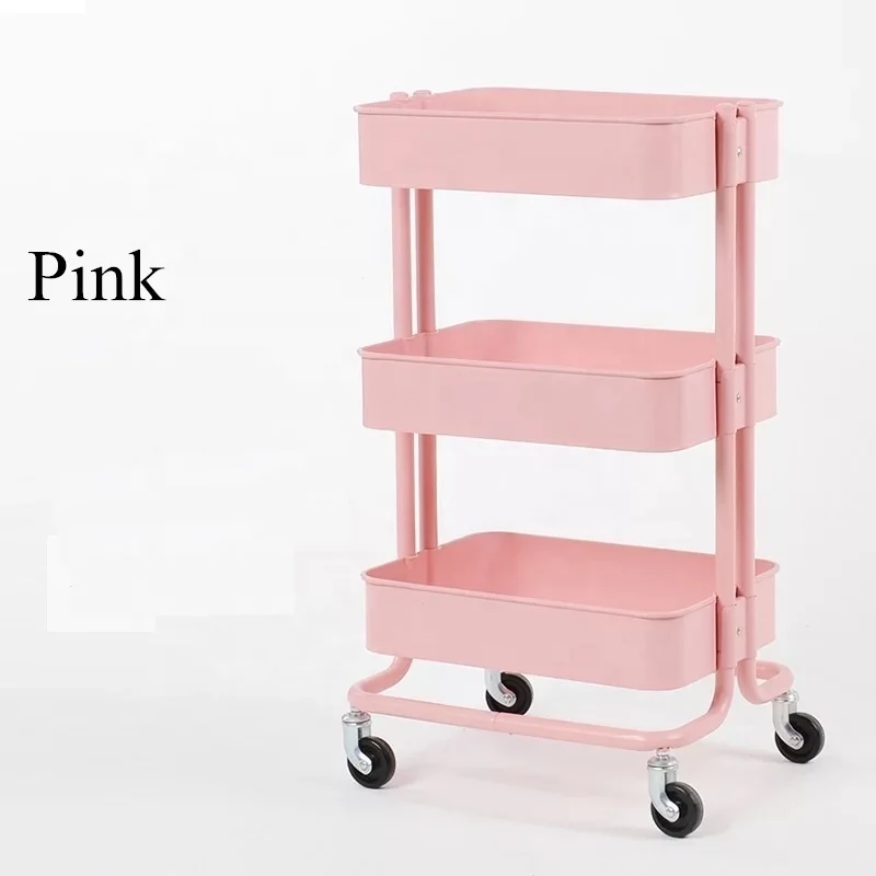Colorful Rolling Metal Kitchen Trolley Cart