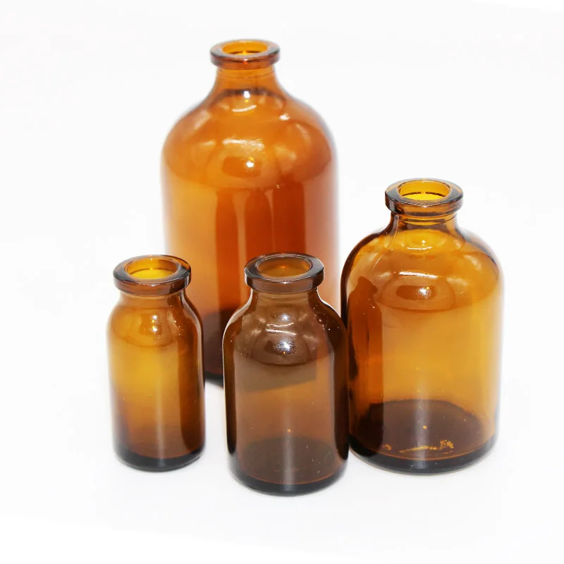 wholesale 10ml 20ml 30ml 50ml 100ml brown pharmaceutical glass jars,molded injection vials