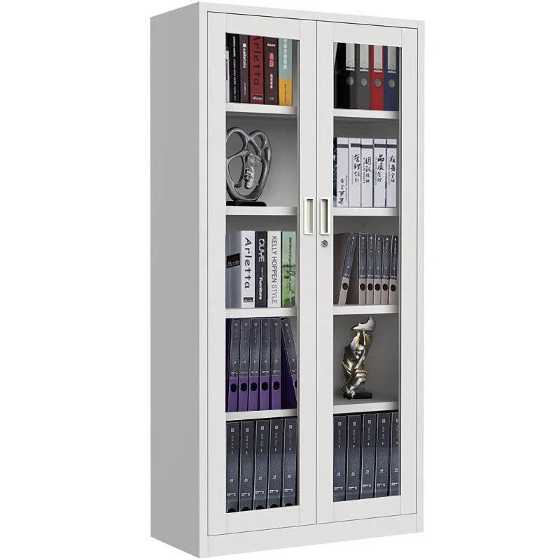 Cheap Price Office Furniture 2 Glass Door Display Iron File Cabinet White