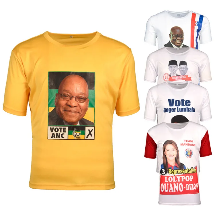 Custom 80g 120g 160g Plain White Election Tshirt Cango Zimbabwea General Campaign African Polyester Blank Promotion Work T shirt