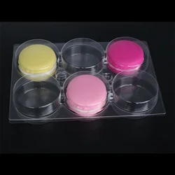 Customized 6 cells Clear Blister Box For Plastic Macarons Clamshell Packaging