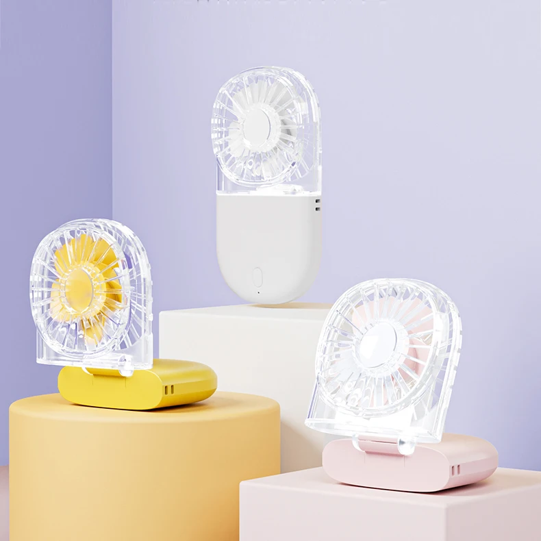 2025 Newly Designed USB Rechargeable Mini Fan 1200mAh Compact Portable Transparent Folding Fan