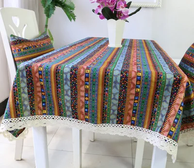 American Cotton Linen Tablecloth Tea Table Nightstand Cloth Art Decorative Table Cloth Pastoral Printed Tablecloth