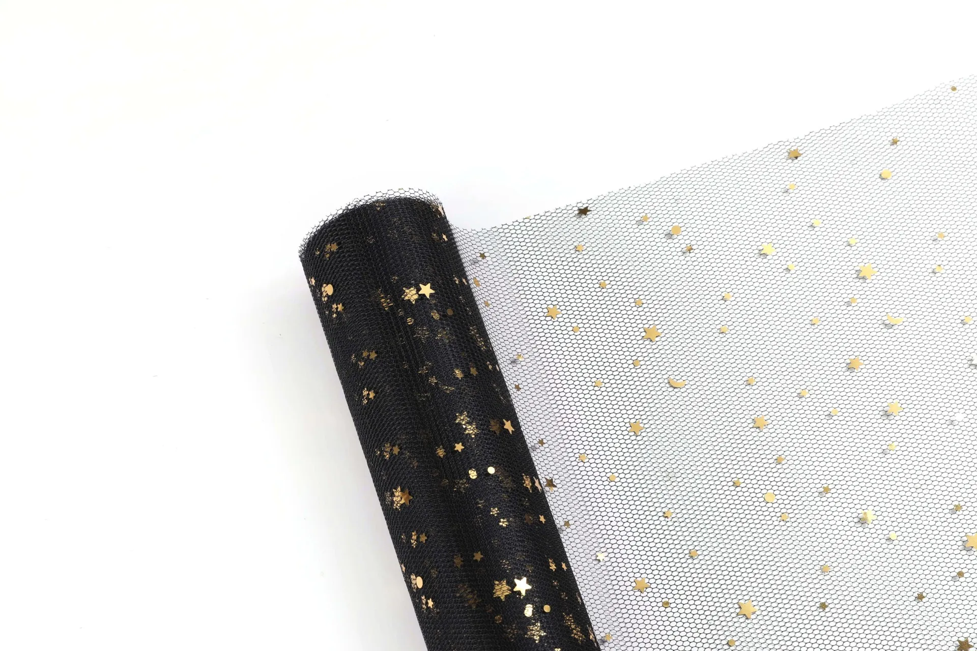 JOYWOOD Wholesale Coloured Luxury Gold Star Moon Gift Bouquet Wrapping Flower Gauze Mesh Paper Roll