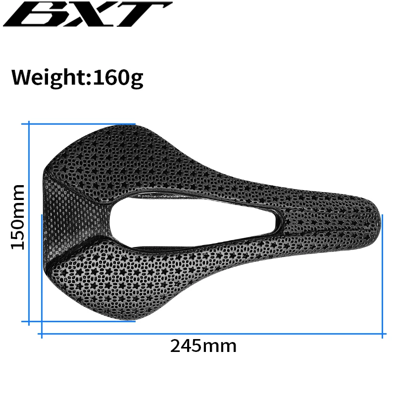 BXT Bicycle Saddle Carbon Fiber Seat 3D Printing Cycling Saddle Ultralight Breathable Mountain Road Bike Soft Cushion Saddle