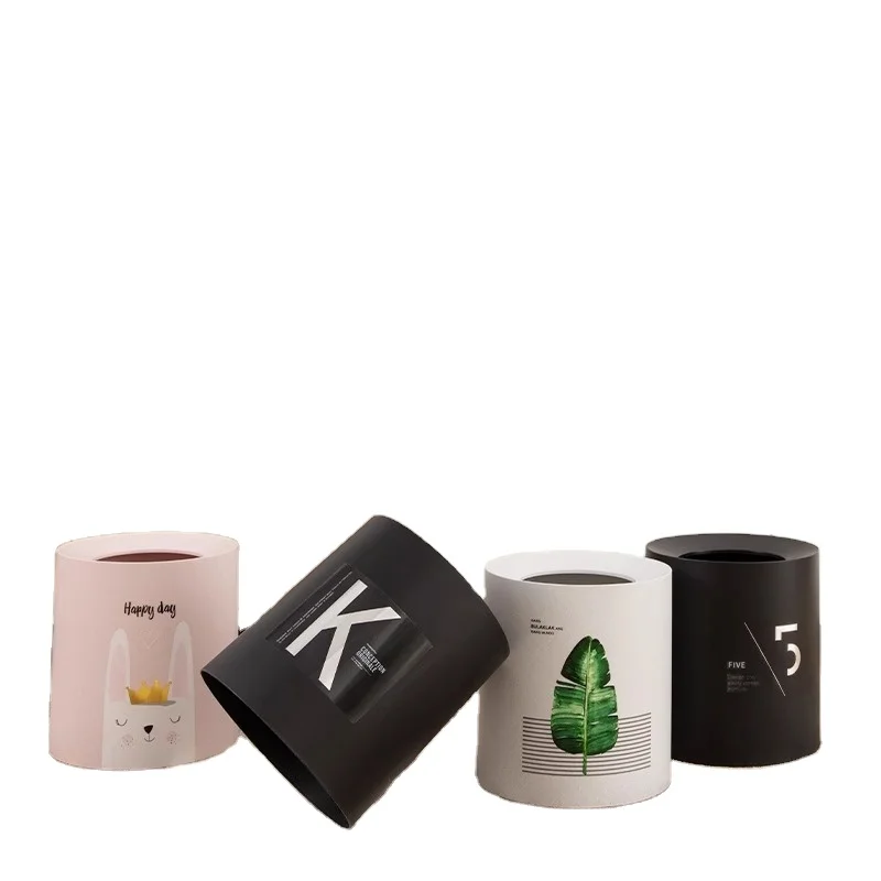 Premium black medium trash can home living room creative Nordic style ins bedroom bathroom kitchen large tuber cartoon cute girl