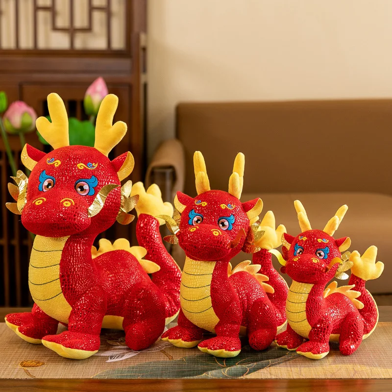 Factory wholesale red Chinese dragon plush toys Chinese elements gift wholesale