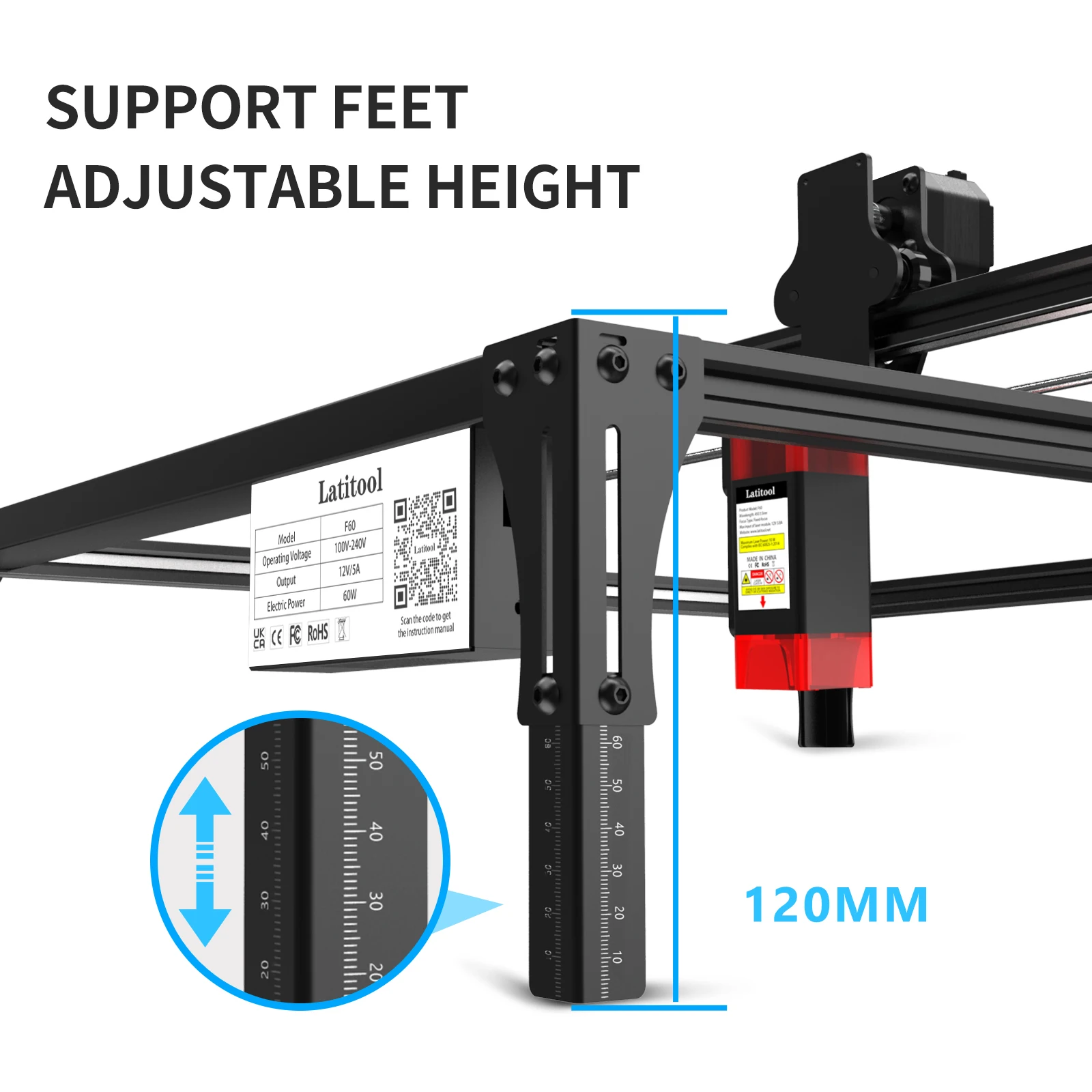 Hot Sale Latitool F60 60W Mini Laser Engraving and Cutting Machine With Eye Protection Glass Marker Leather Engraving Tool