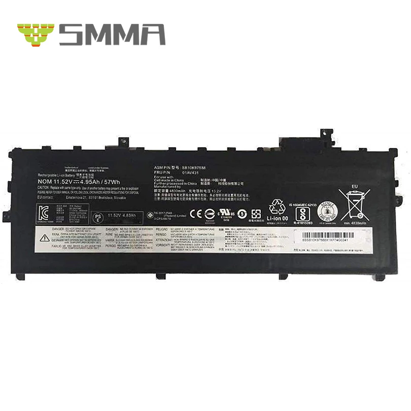 11.52V 57Wh 4950mAh 01AV431 Laptop Battery Replacement for Lenovo ThinkPad X1 Carbon 5th Gen 2017 6th Gen Series SB10K97588