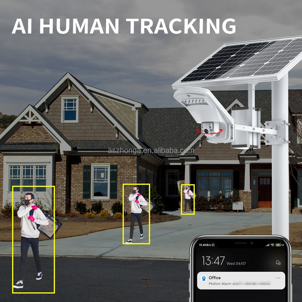 3G 4G SIM Card HD 2MP 5X ZOOM Security IP Camera Floodlight Outdoor PTZ CCTV Surveillance Cam 60W 30AH Battery Solar Panel CamHi