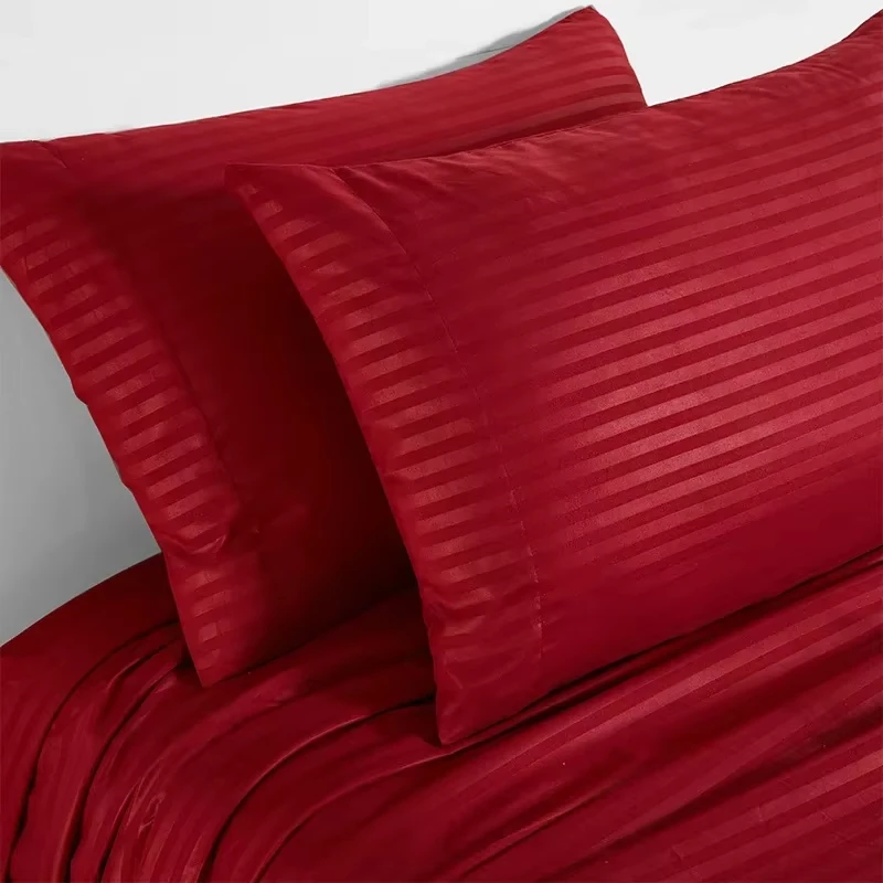 3_4pcs Stripe Sleeping Bedspread Solid Stripe Bedding Set for Twin_Full_Queen_King Size Bedding Set for Bedroom or Guest Room