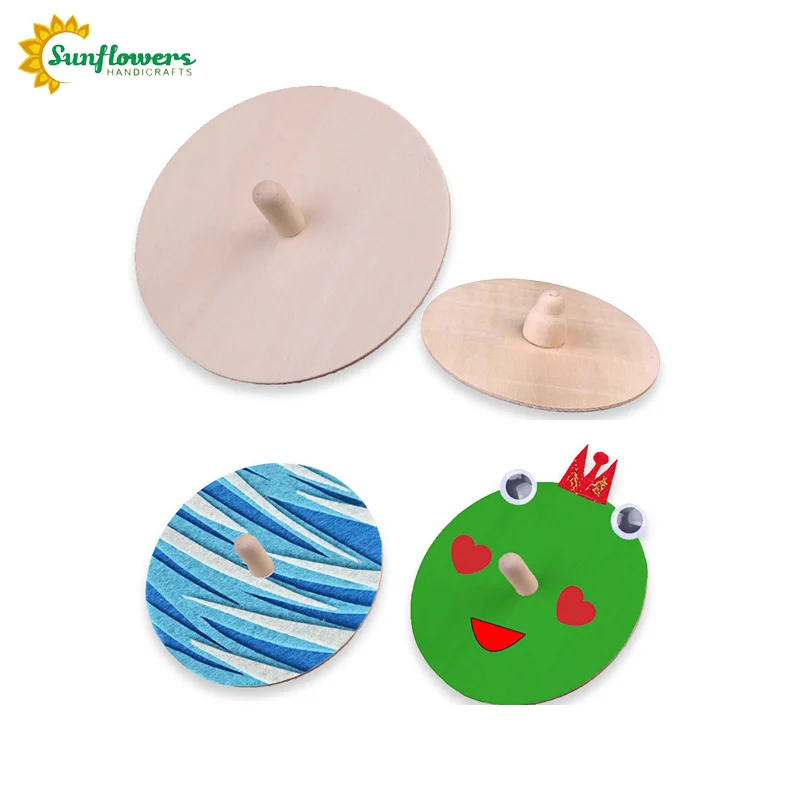 Handmade Unfinished Wood Spinning Tops for kids age 3+ DIY Craft Projects