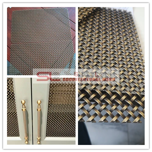 Brass Finish Wire Mesh Metal Mesh Decorative Grilles for Cupboard Door