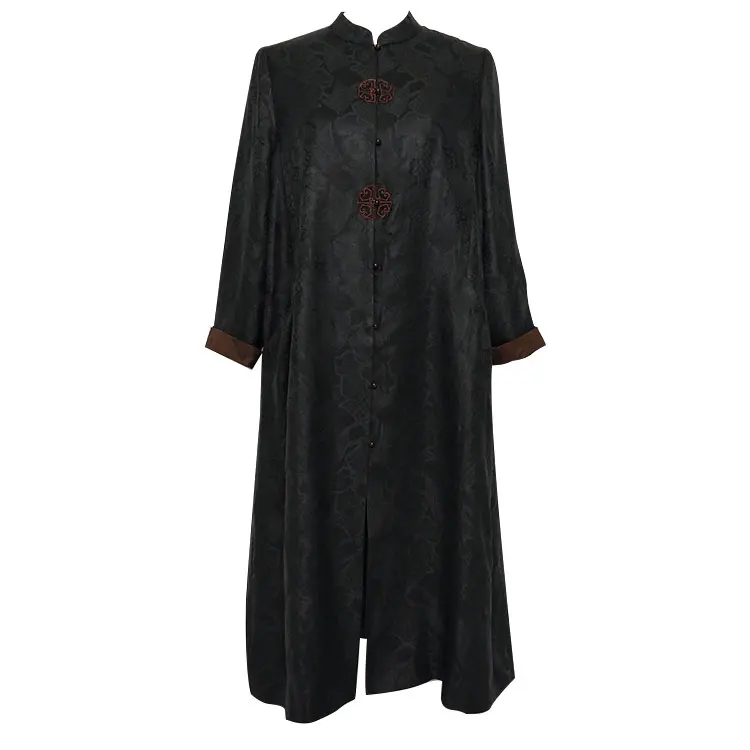 Chinese Style Traditional Silk Embroidery Long Women Blazers And Coats