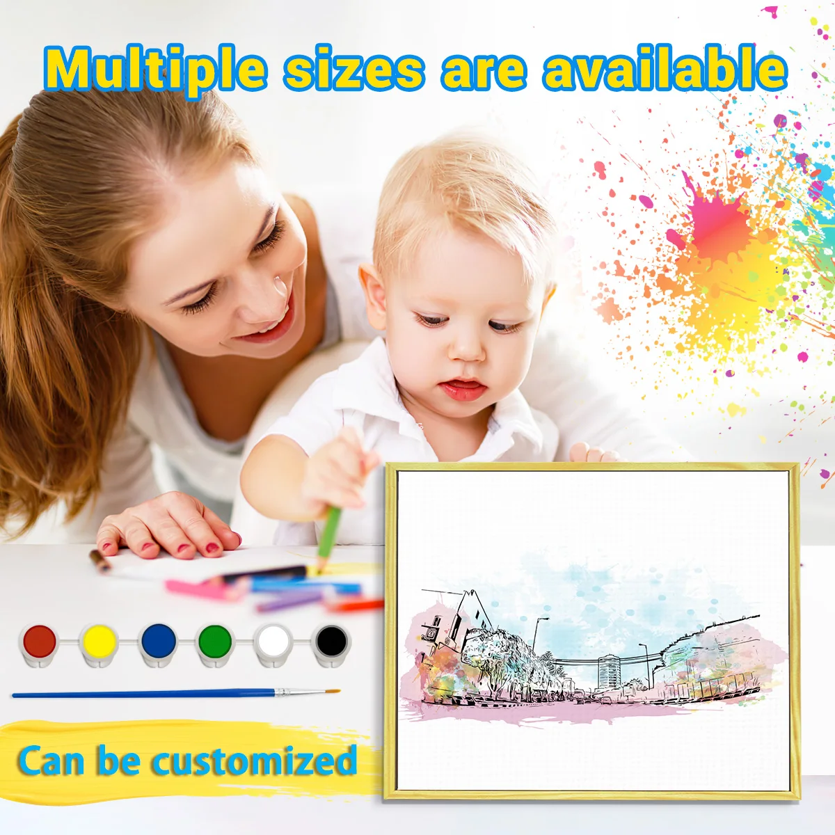 Canvas Floater Frame for 20x30cm Oil Paintings, DIY Wooden Floating Frame with 1.6cm Deep for Stretched Canvas Bedroom Decor