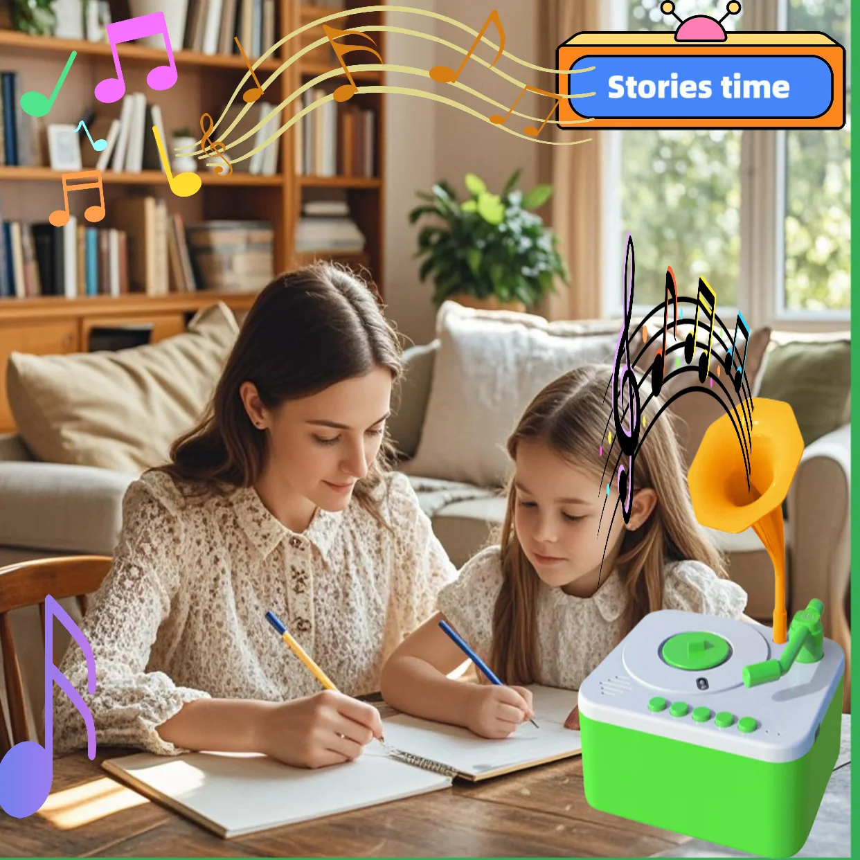 Education PhonographPuzzle Gramophone holiday Gift Preferred  Multi-function Retro Phonograph,Storytelling Machine,Support DIY