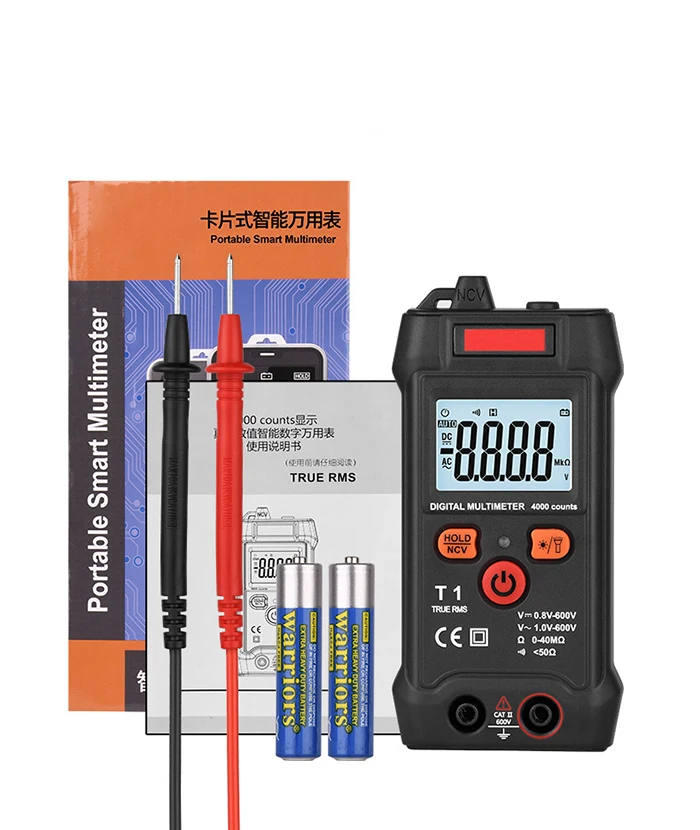Mini Digital Smart Multimeter T1 Portable Electric Meter Automotive Profesional Tester True RMS NCV 600V AC DC Voltage Tester