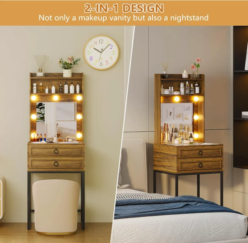 Home furniture modern wooden makeup dressing table vanity dressing table with led mirror for bedroom