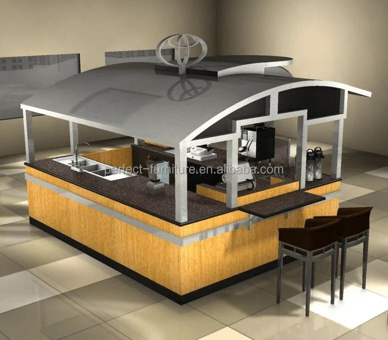 Wood Coffee Tea Kiosk High End Fast Food Bubble Bakery Display Mall Kiosk