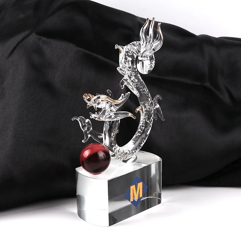 Custom Design High Quality Crystal Dragon Ball Boat Trophy With Engraving Logo Base