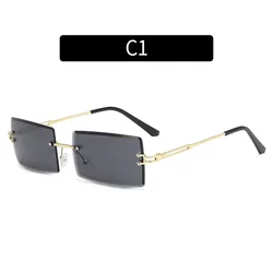 Оптовая продажа из Китая, солнцезащитные очки с градиентными линзами, металлические солнцезащитные очки без оправы, модные солнцезащитные очки, 2023