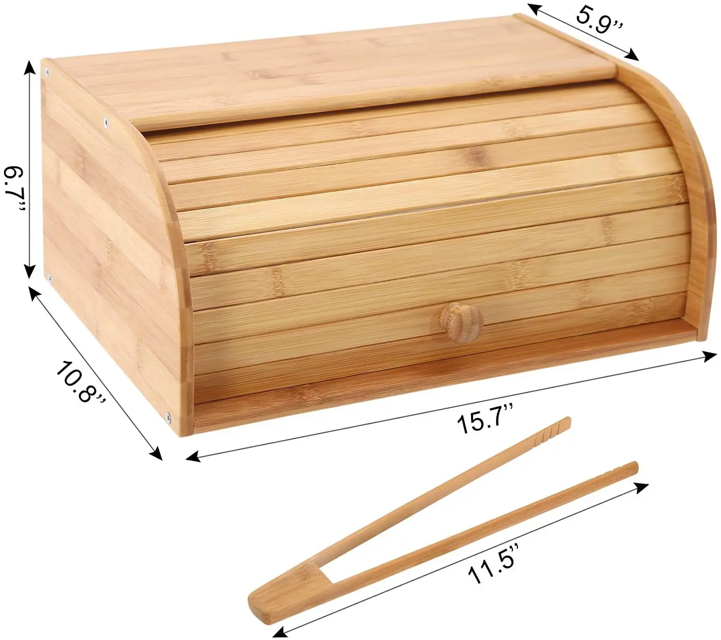 Large Capacity Roll Top and Removable Layer Bamboo bread box food storage container,bamboo storage holder