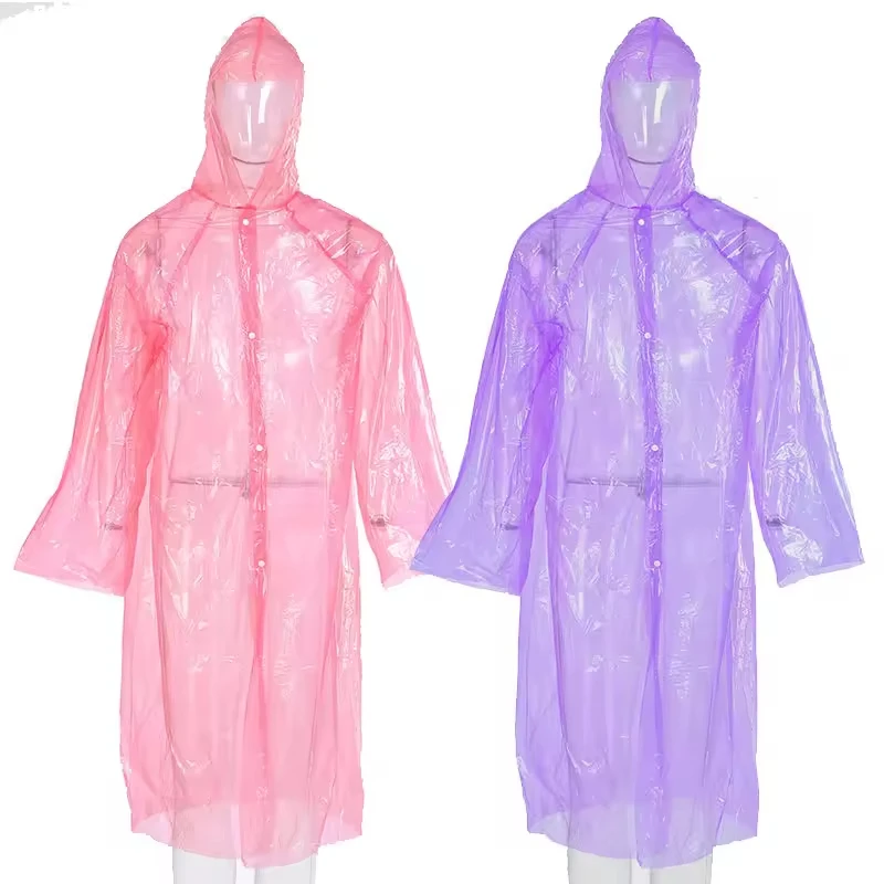 High quality PE clear plastic rain suit rain waterproof overall disposable PE raincoat