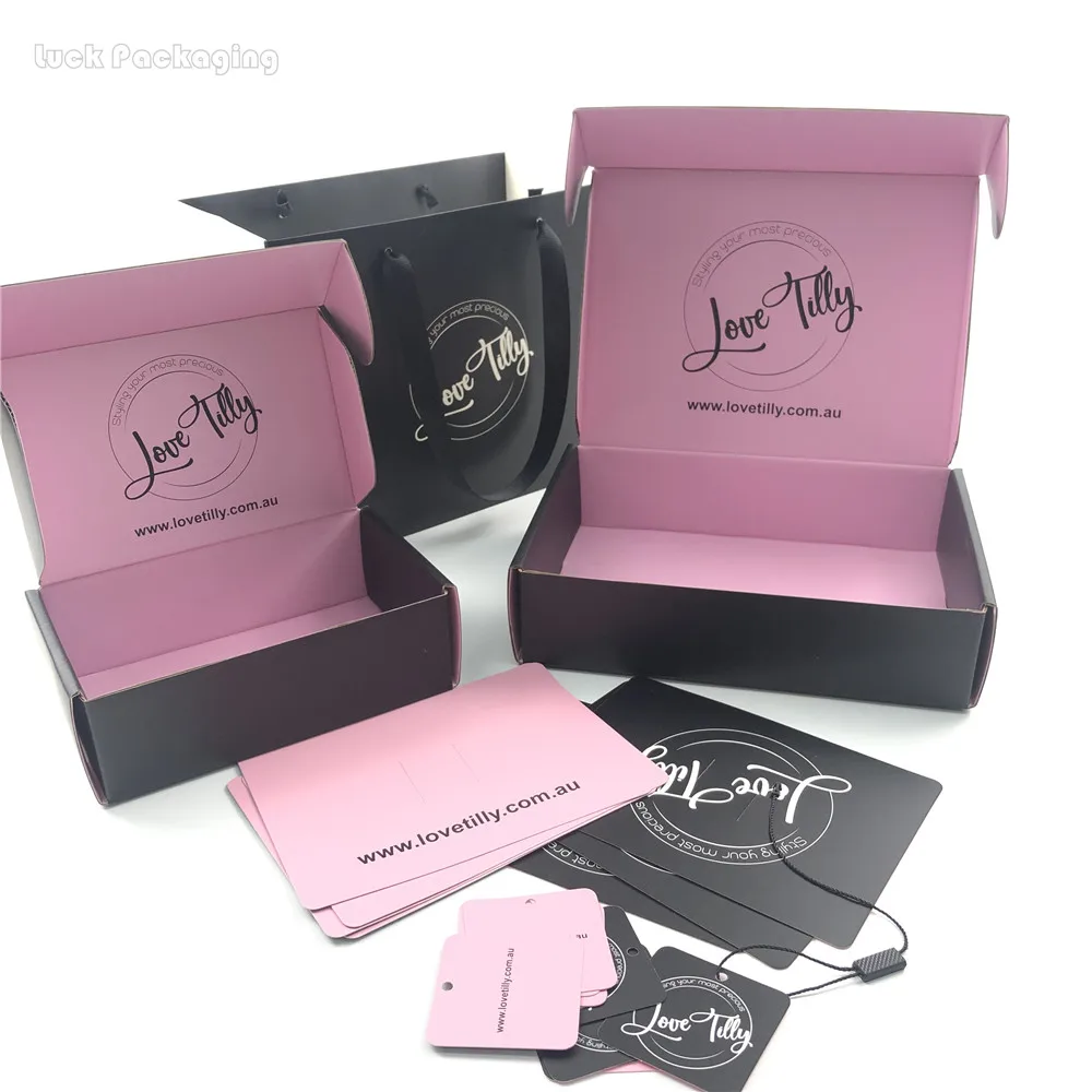 Wholesale White pink Cardboard Paper Mailing Clothing Cosmetic Gift Box Custom Logo Printed Corrugated Shipping Packaging Box