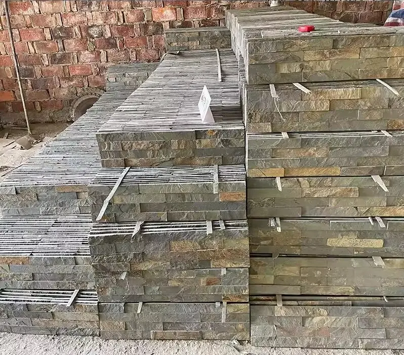 2024 Outdoor Decorative wall Stone Natural Slate Culture Stone For Fireplace And Exterior Rusty Black Wall Panel Cladding
