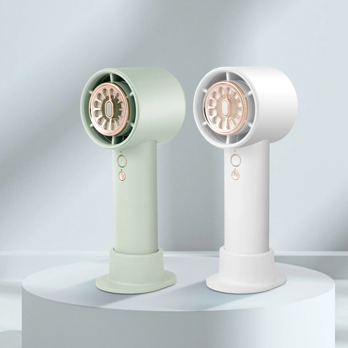 Newest Portable Fan USB Rechargeable Mini Handheld Fan With Base Small Desktop Fan  3000mAh Infinitely Adjustment