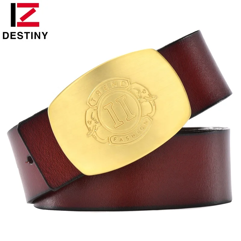 Роскошный золотистый медный ремень с пряжкой на заказ, известный бренд, Дизайнерский Модный мужской ремень из натуральной кожи