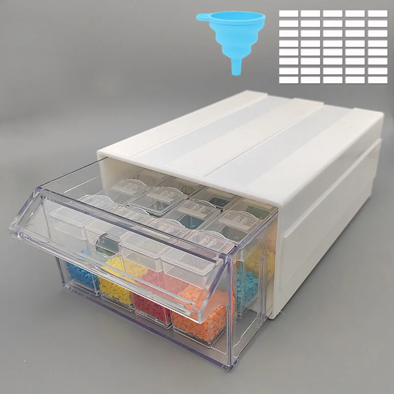 32/64 Girds Adjustable Plastic Storage Box with Label Sticker For Jewelry Nail Art Diamond Painting Accessories Container boxes