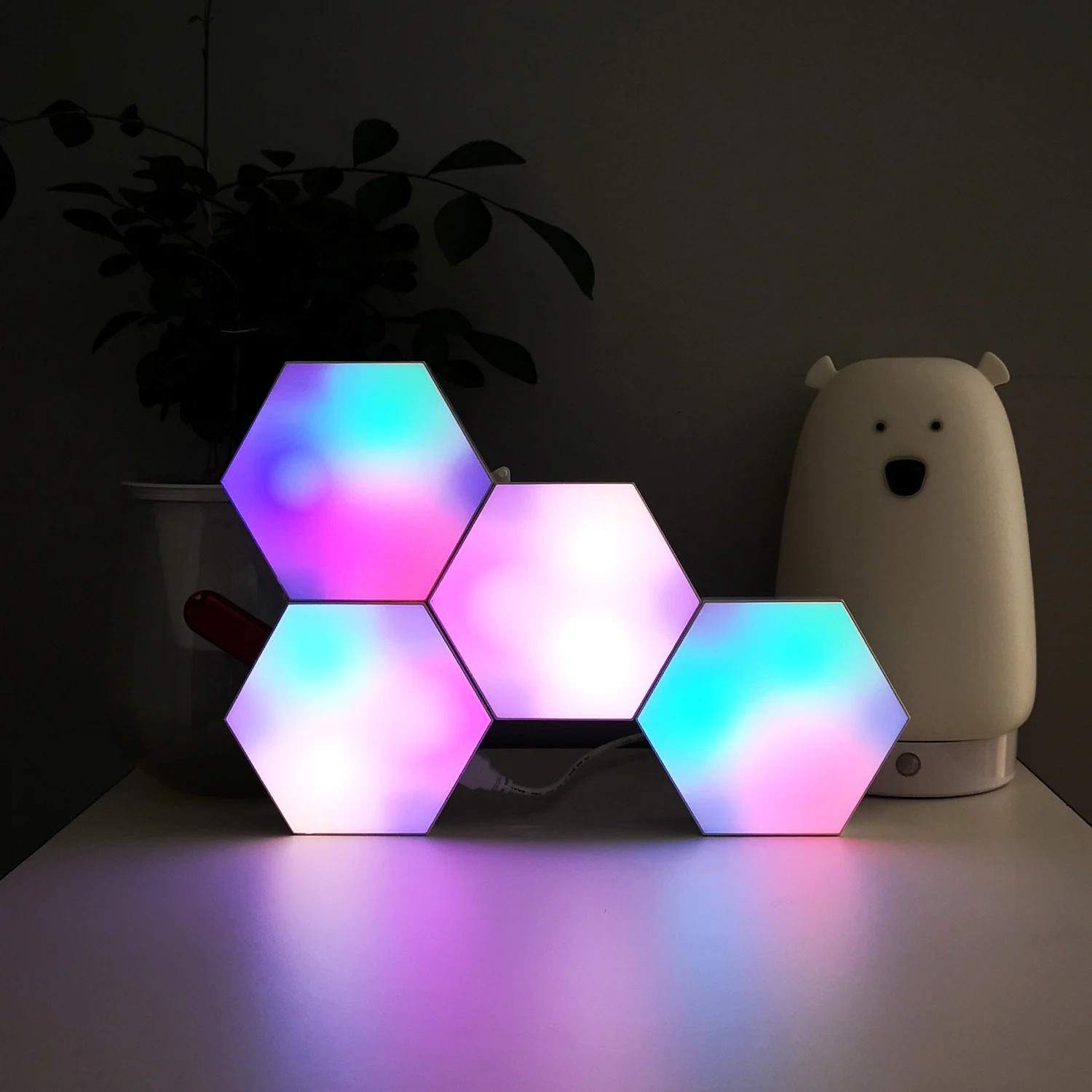 RGB hexagon smart light mobile Phone APP control innovative product ideas 2020 modular led light modern night lights for home