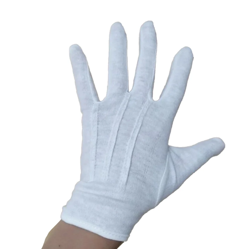 Soft Breathable Seamless Full Finger Waiters Drivers Jewelry Worker Wear White Ceremonial White Cotton Gloves