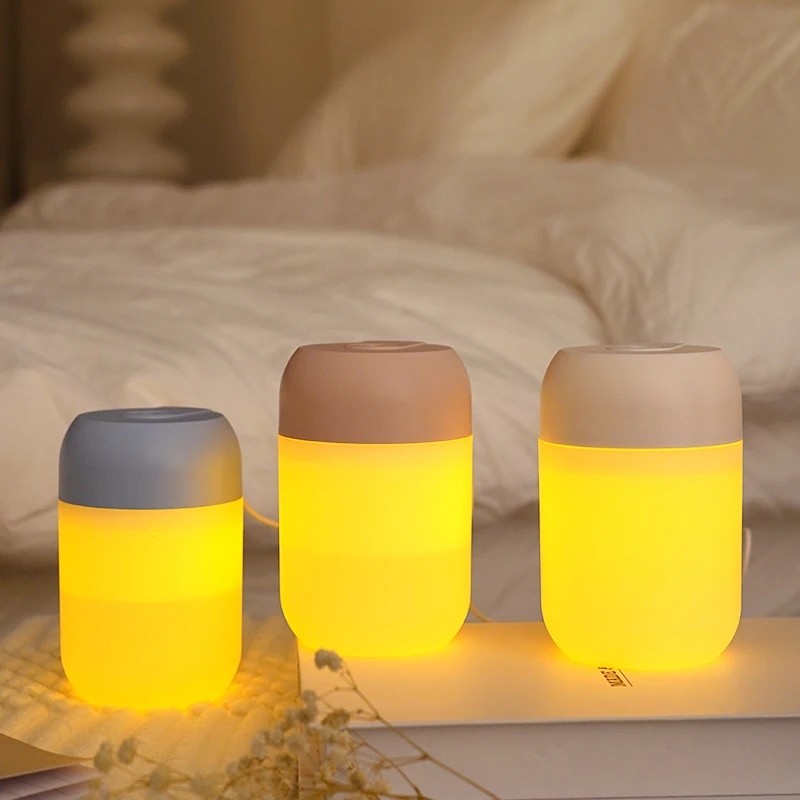 Portable Usb Charged Nano Small Ultrasonic Mist Humidifier 300ml Mini Car Air Humidifier With  Colorful Night Light