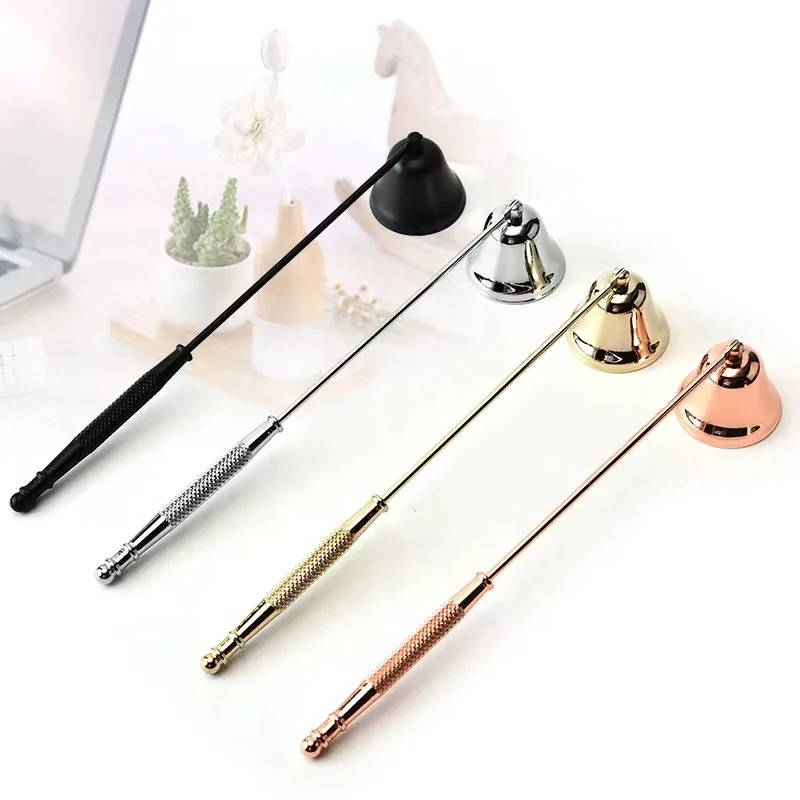 Multi-color banquet candle extinguisher stainless steel fashion candle snuffer bell-shaped candle fire extinguisher