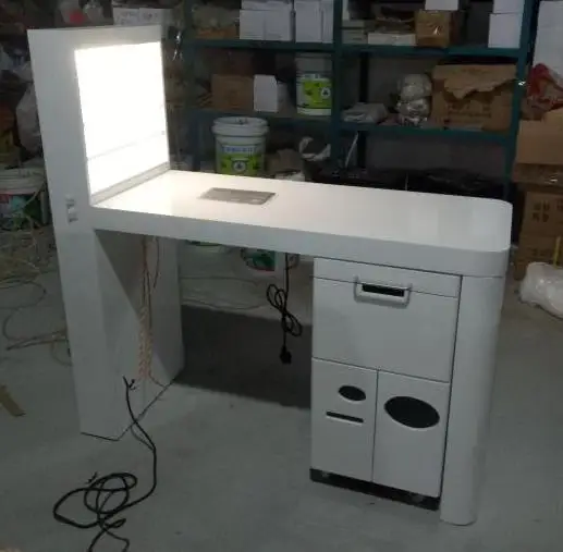 2020 Classic French Style White High Gloss Manicure Table  Nail Table With Dust Collector