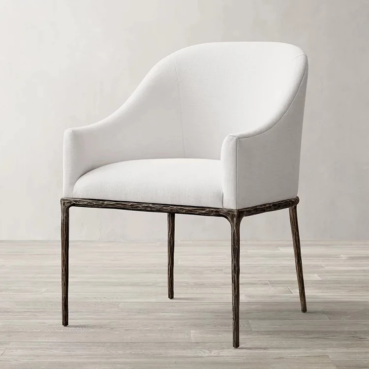 Factory Supply Antique Style Thaddeus Barrelback Slope Fabric Dining Armchair