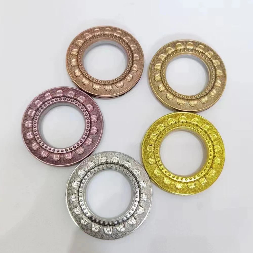 modern manual 74mm/42mm wooden color ABS PP plastic drape curtain ring with clips
