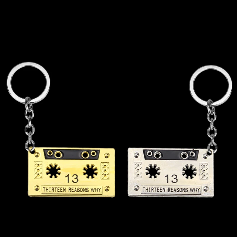 Vintage THIRTEEN REASONS WHY Audio Tape 13 Reasons Why Cassette Tape Silvertone Pendant Metal Keychain