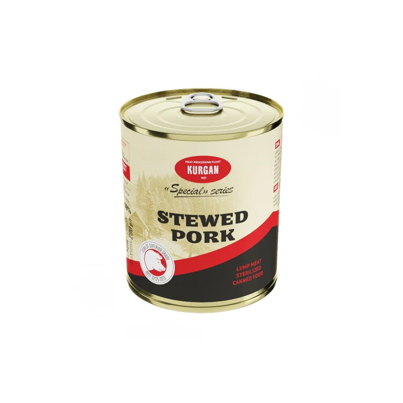 Canned stewed pork meat