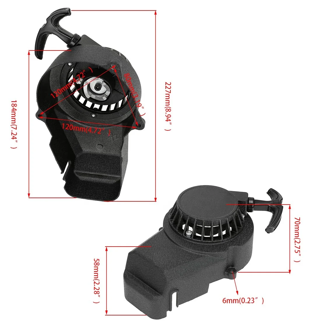 HIAORS Pull Recoil Start Starter for 2 Stroke Engine 47 49 50cc ATV Quad 4 Wheeler Go Kart Pit Dirt Mini Pocket Bike Motor Black