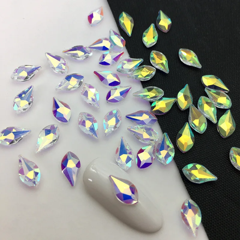 Ice Aurora Fantasy Transparent AB Diamond Shiny Glass Crystal Rhinestone Charms Nail Art Decoration Flatback Bottom Gemstones