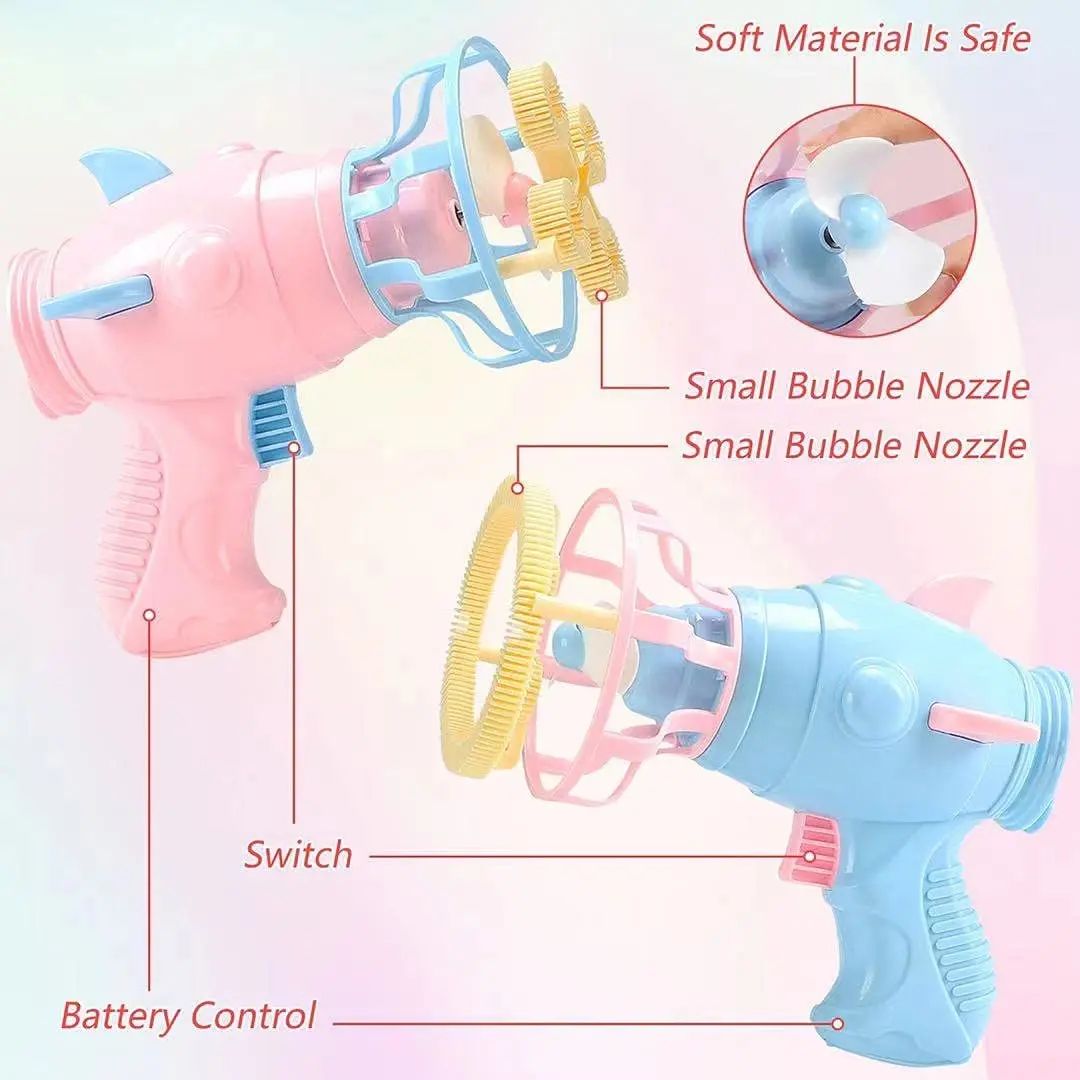 Electric Fan Blowing Bubble Machine 2 In 1 Toy Automatic Soap Bubble Gun For Kids