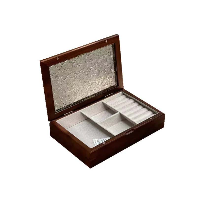 Vintage begonia glass wooden elegant jewelry storage box jewelry earrings necklace ring watch bracelet gift boxes