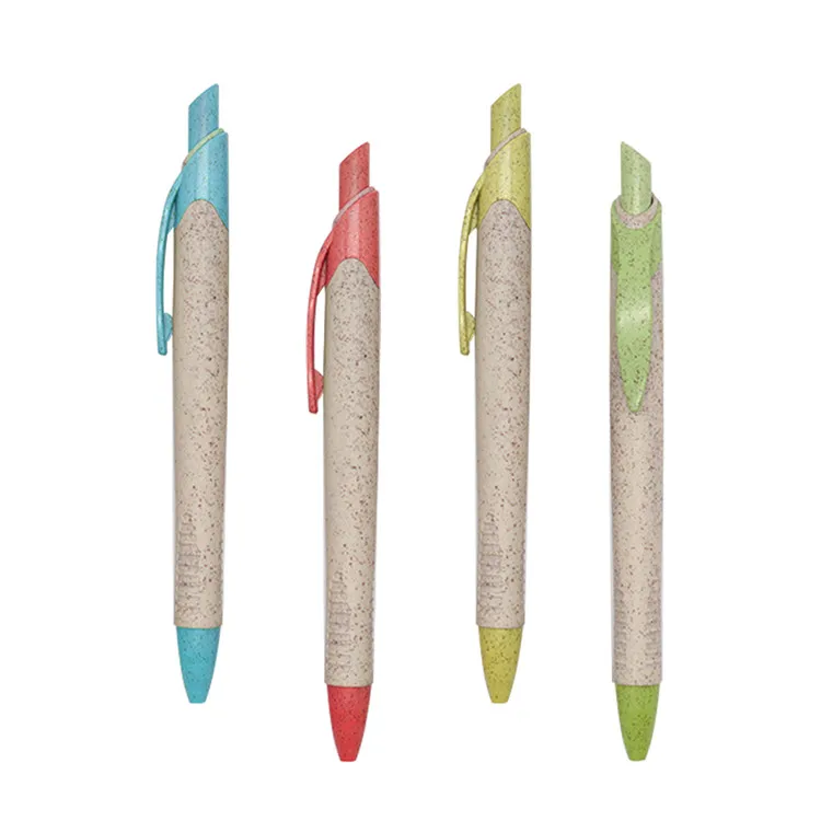 Factory direct sales environmentally friendly custom wheat straw best ballpoint pen with marker pen supplier