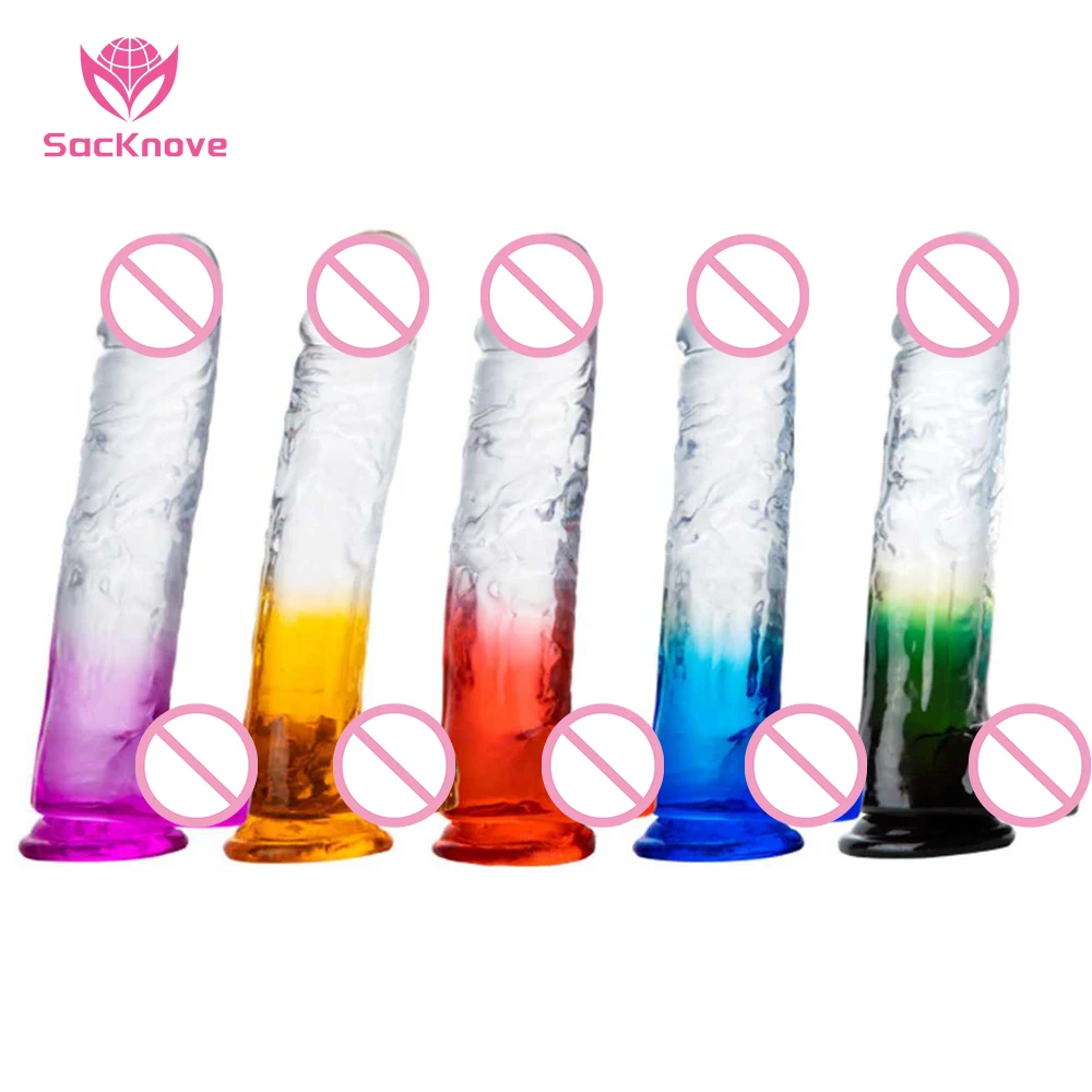 SacKnove Women Sex Toys Different 4 Sizes Small Large Bulk Vagina Insert Penis Jelly Strong Suction Cup Wholesale Dildos