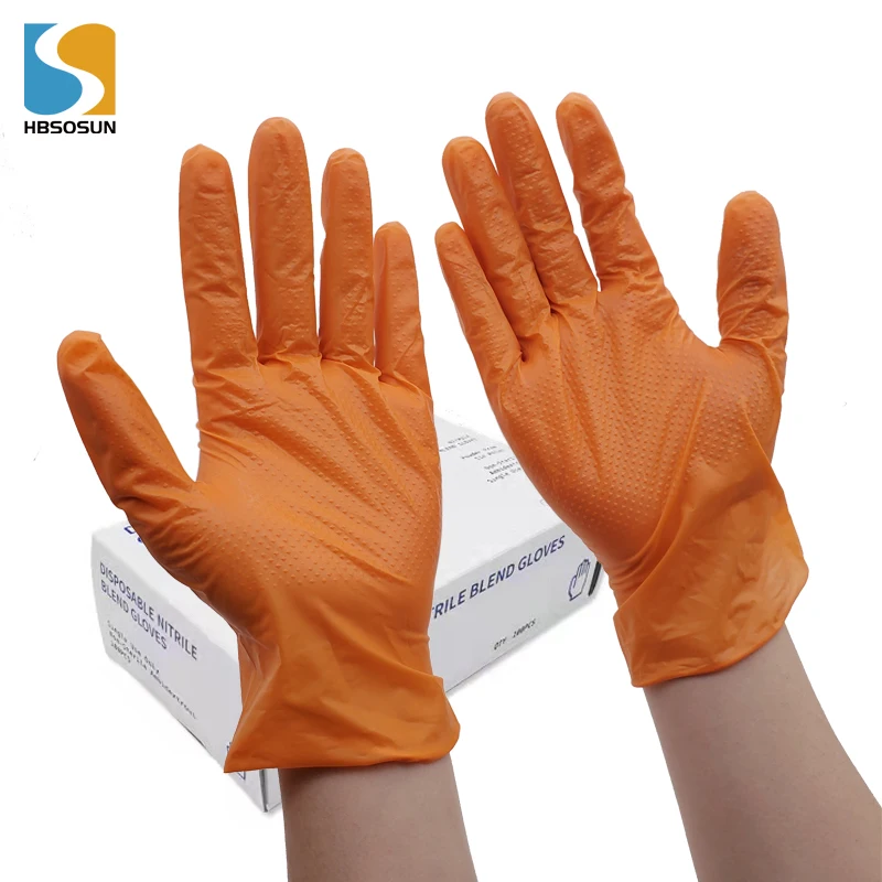Hot selling product high quality  best price diamond pattern nitrile gloves work with Non-slip Touch Screen